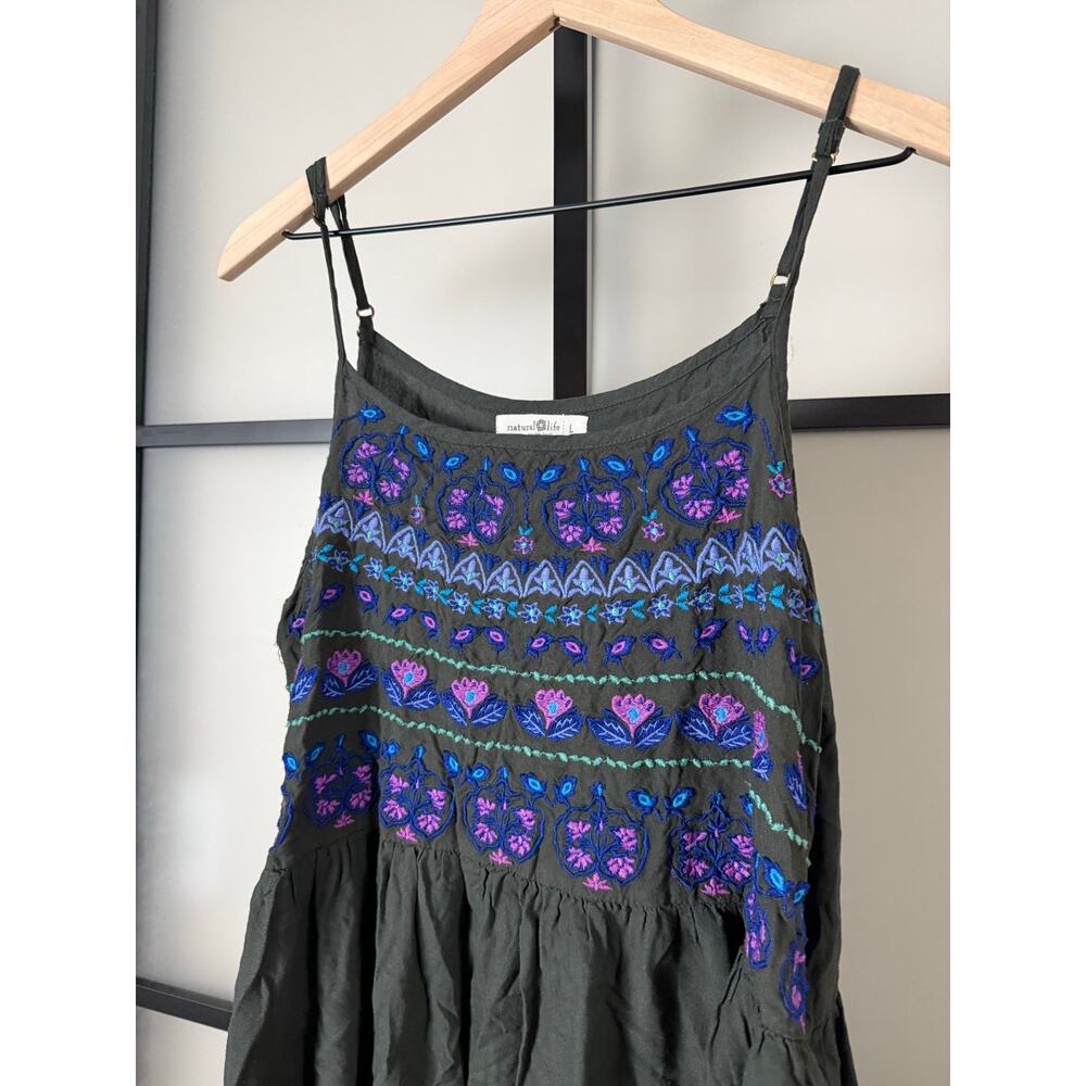 Natural Life Sara Embroidered Mini Dress-Charcoal Size Large - Picture 5 of 7